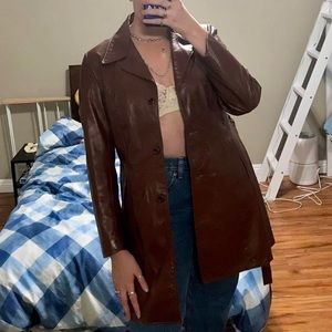 Vintage 70s leather trench blazer